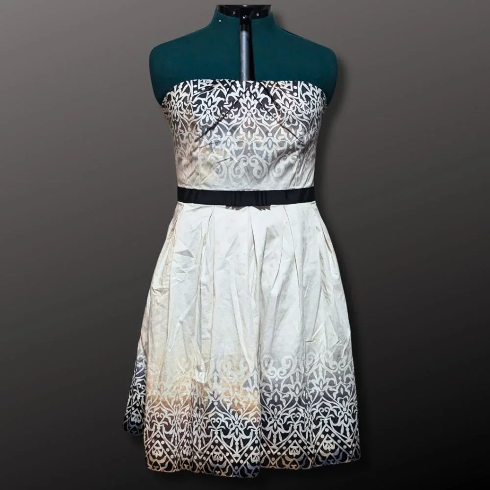 Stunning White House Black Market Strap;less Day Dress sz 14 - Picture 1 of 9